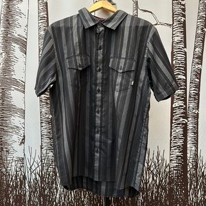 Vans black striped short sleeve button down Large